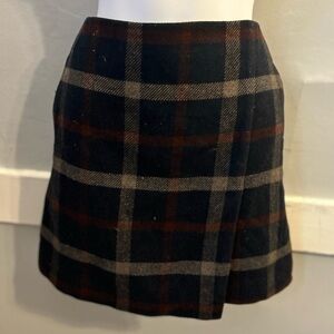 Uniqlo Navy and Brown Plaid A-Line Skirt